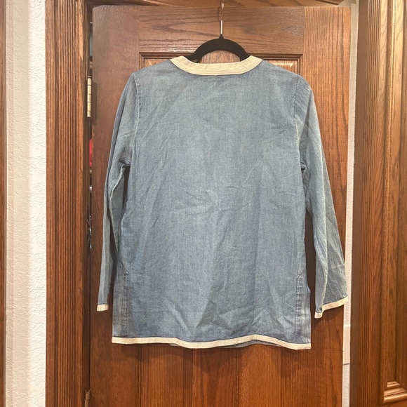 J. Crew NWT $118/80 Sz 2 P2P 19” Embroidered Soutache Denim Tunic Chambray Top - Picture 10 of 10